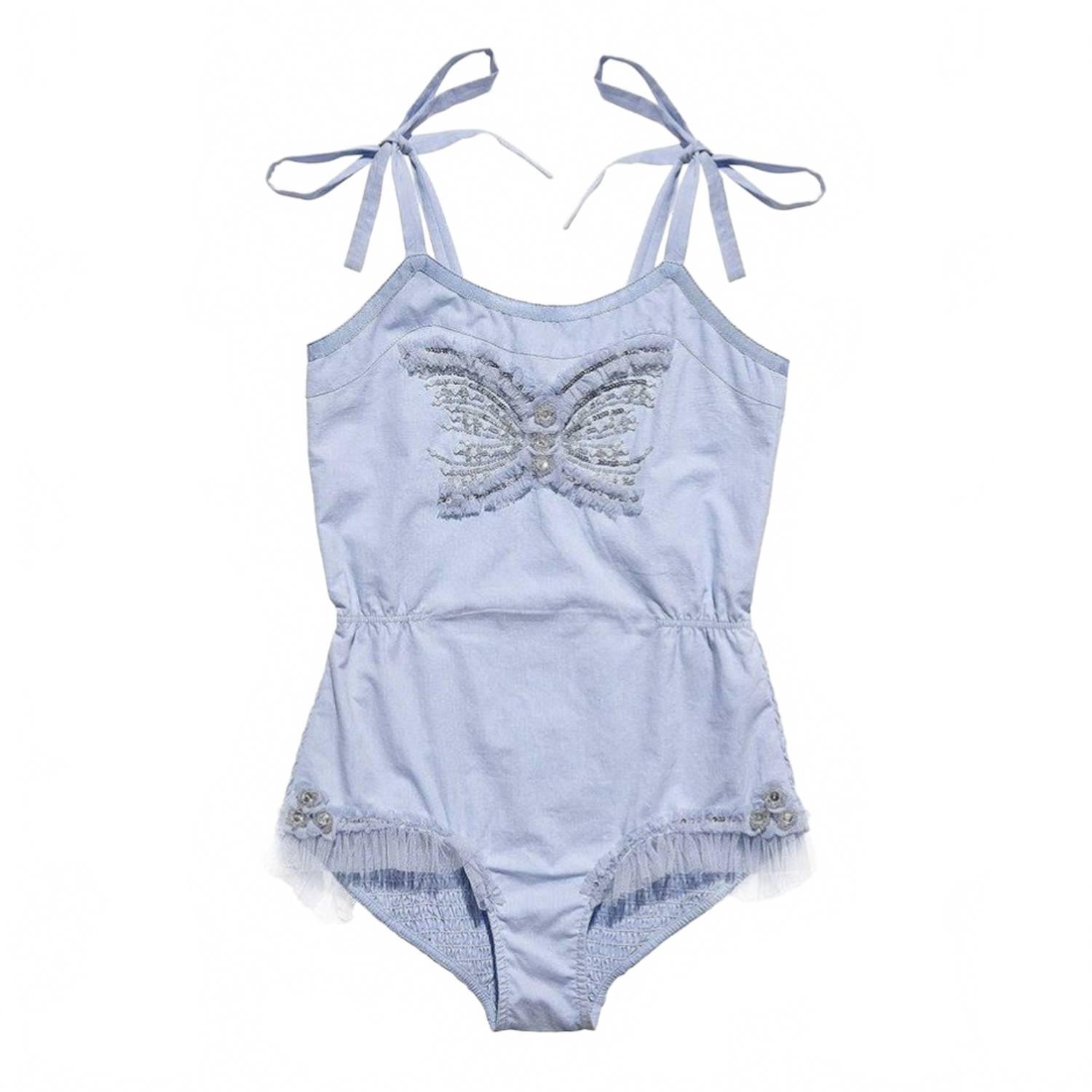 New Tutu Du Monde Little Girls' Drummer Onesie In Hydrangea